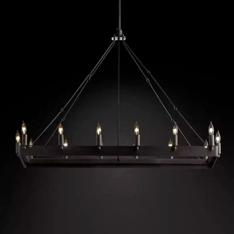 KL Camina Vintage Candelabra Rectangular Chandelier 41"