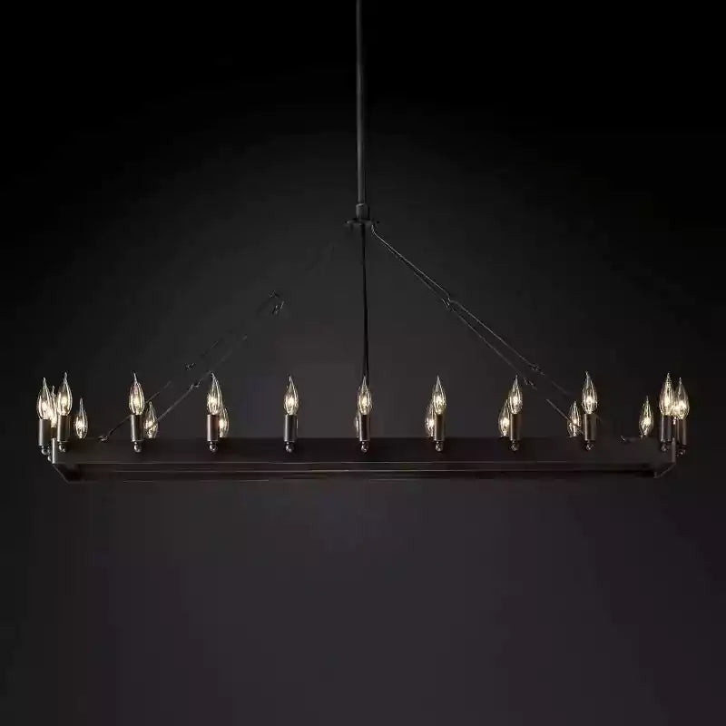 KL Camina Vintage Candelabra Rectangular Chandelier 52"