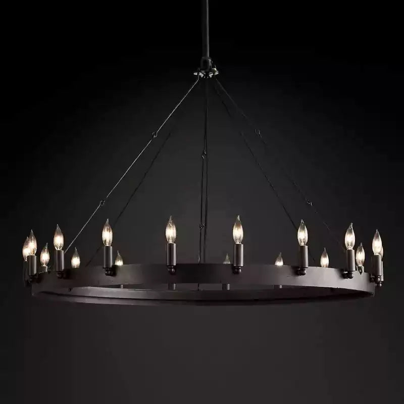 KL Camina Vintage Candelabra Round Chandelier 38"