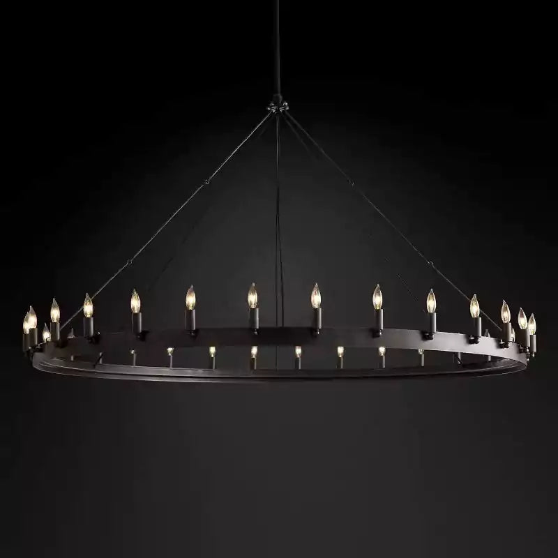 KL Camina Vintage Candelabra Round Chandelier 63"