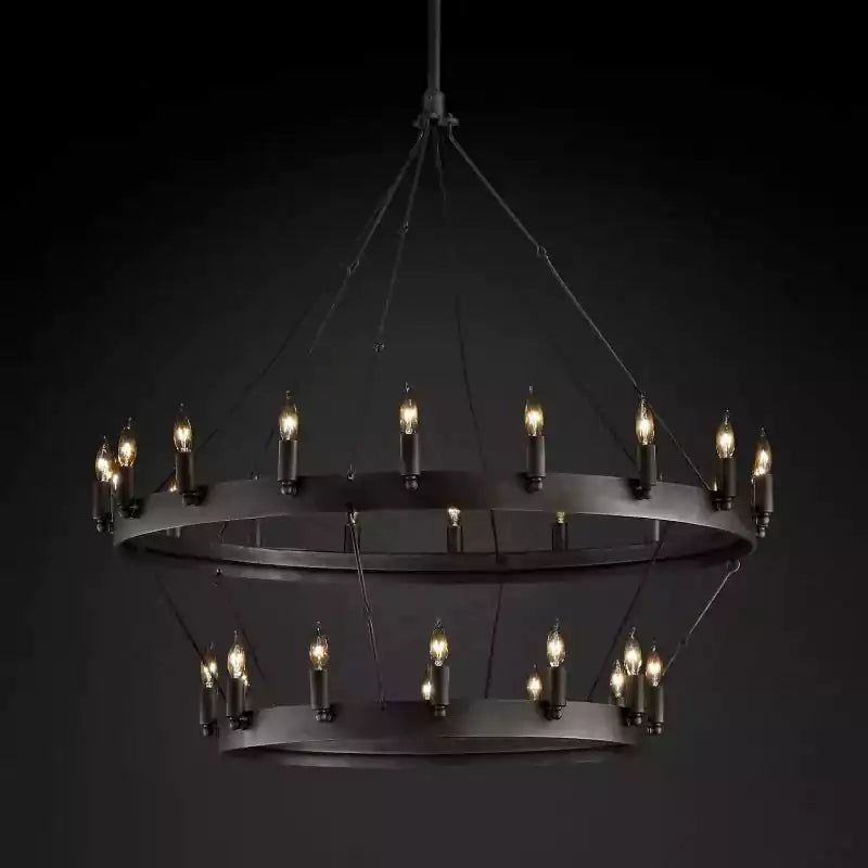 KL Camina Vintage Candelabra Two-Tier Chandelier 38"