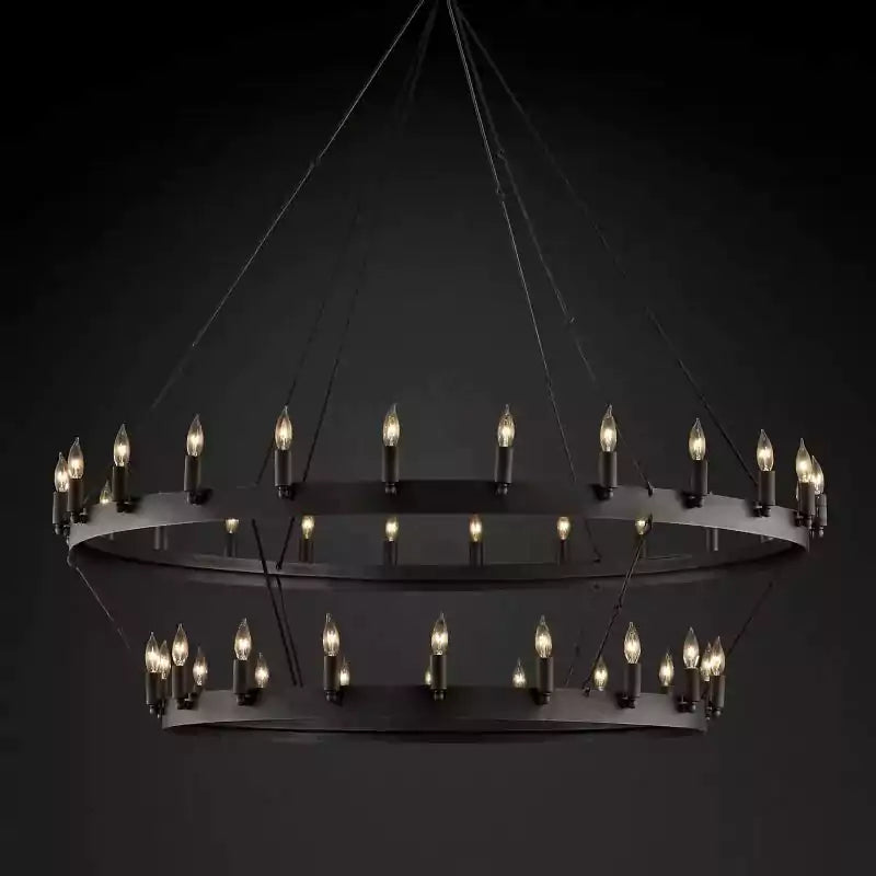 KL Camina Vintage Candelabra Two-Tier Chandelier 50"