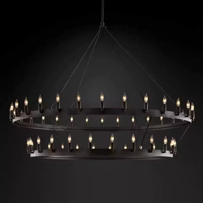 KL Camina Vintage Candelabra Two-Tier Chandelier 63"