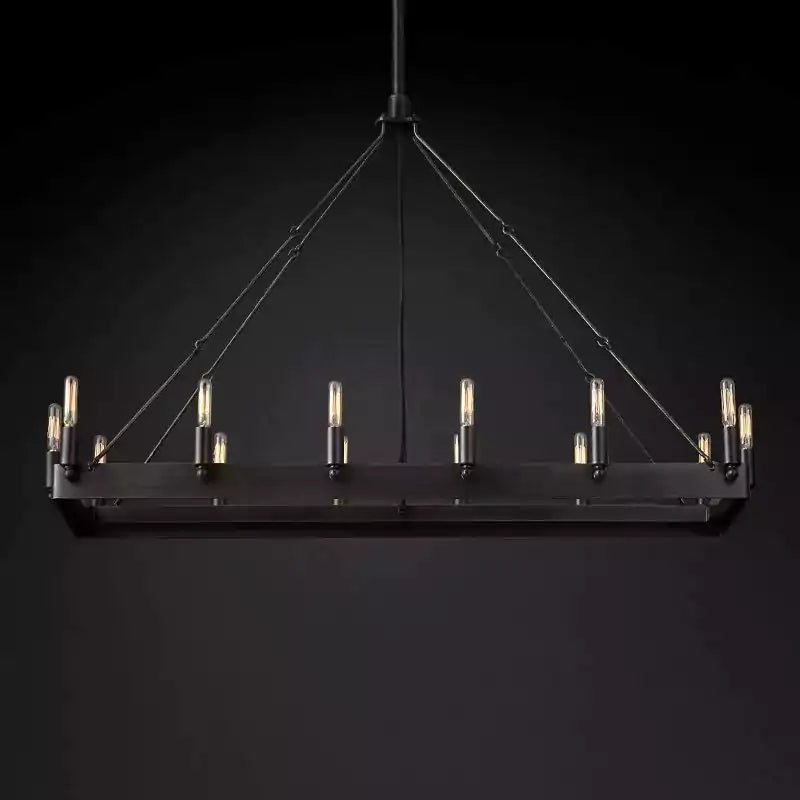 KL Camina Vintage Filament Rectangular Chandelier 41"