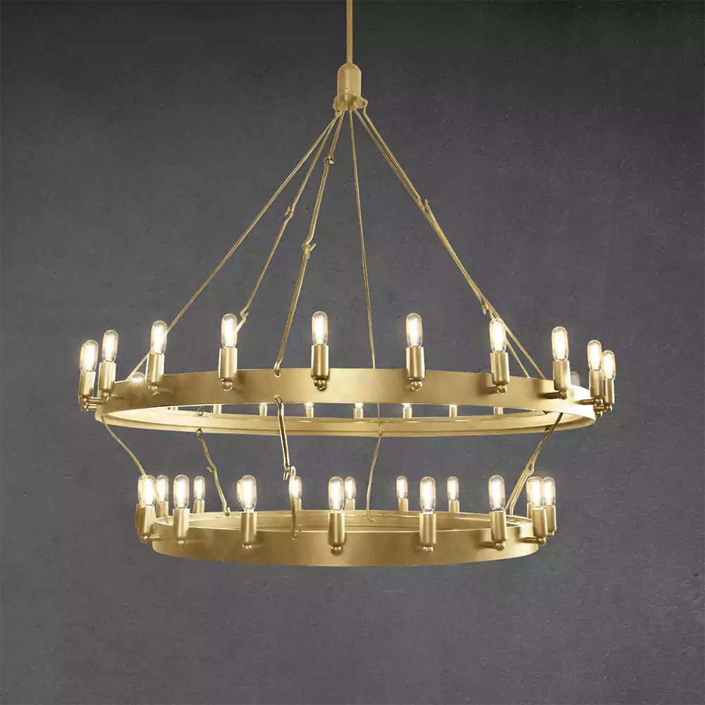KL Camina Vintage Filament Two-Tier Chandelier 38"