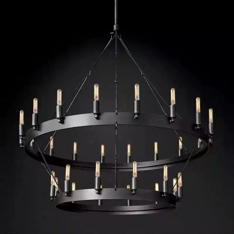 KL Camina Vintage Filament Two-Tier Chandelier 38"