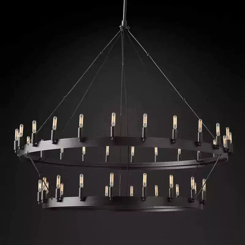 KL Camina Vintage Filament Two-Tier Chandelier 50"