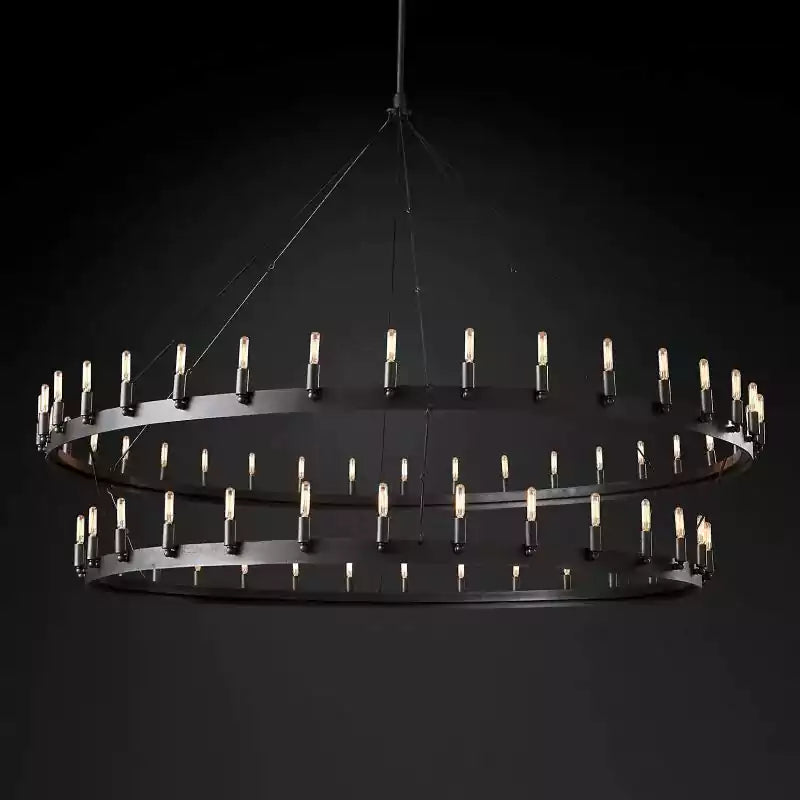 KL Camina Vintage Filament Two-Tier Chandelier 73"