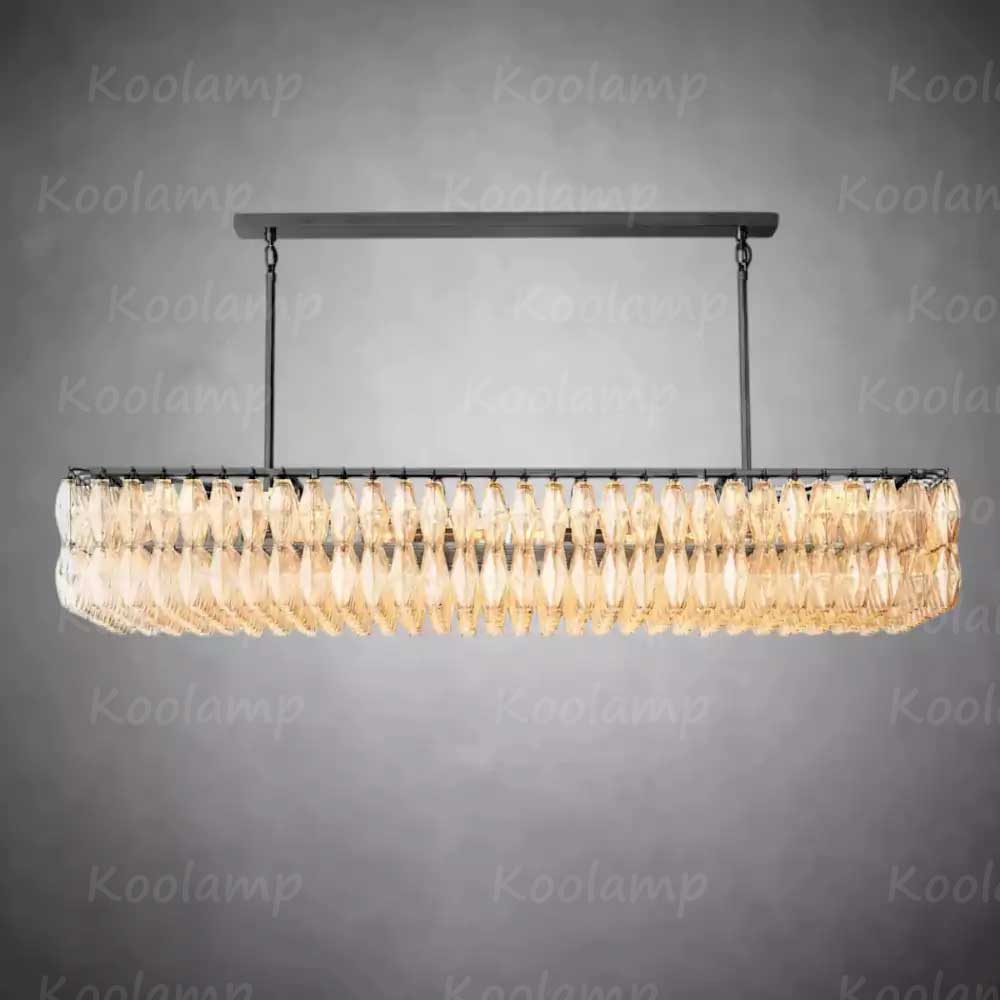 Chiala Murano Clear Glass Rectangular Chandelier 74"