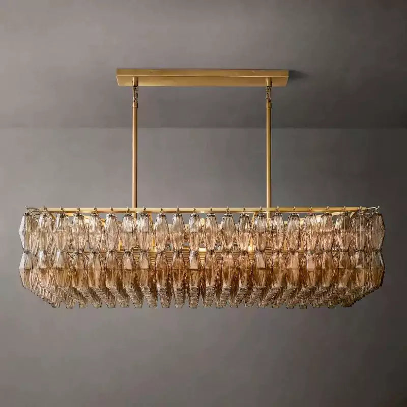 KL Chiaray Smoke Glass Rectangular Chandelier 54"