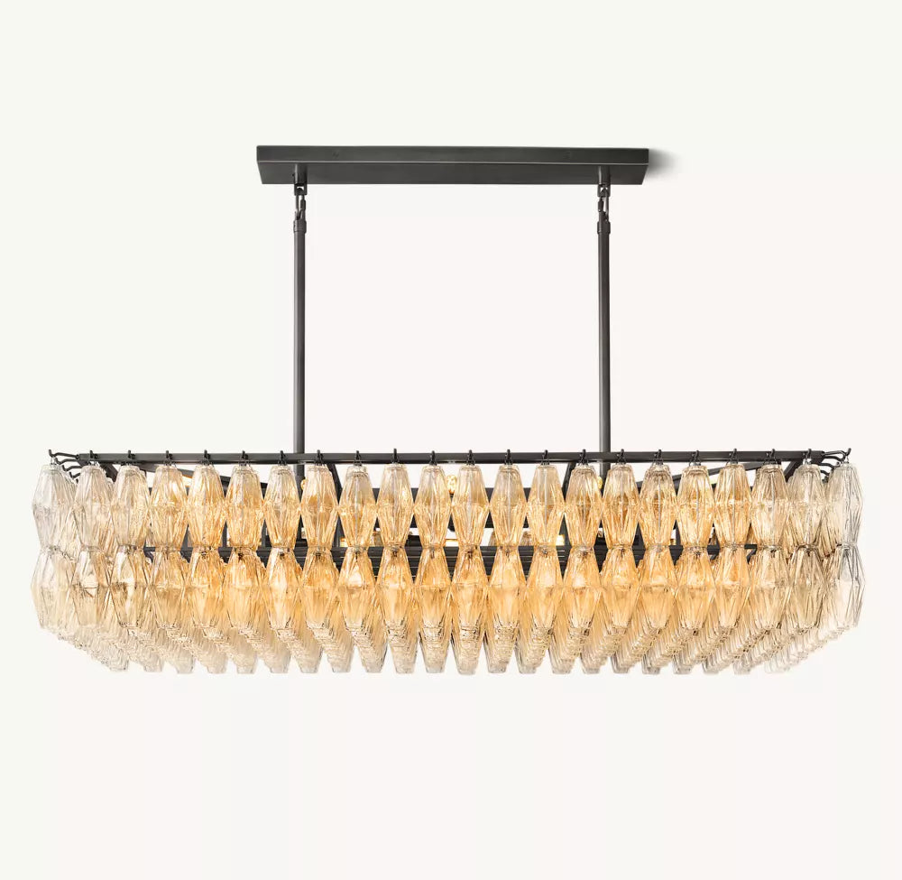 KL Chiaray Clear Glass Rectangular Chandelier 54"