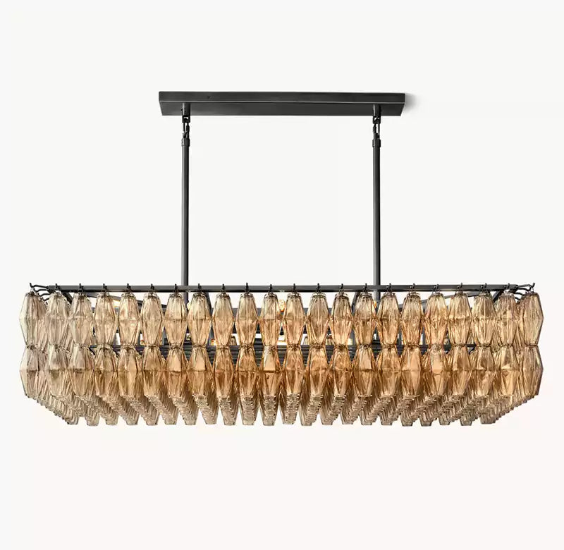 KL Chiaray Smoke Glass Rectangular Chandelier 54"