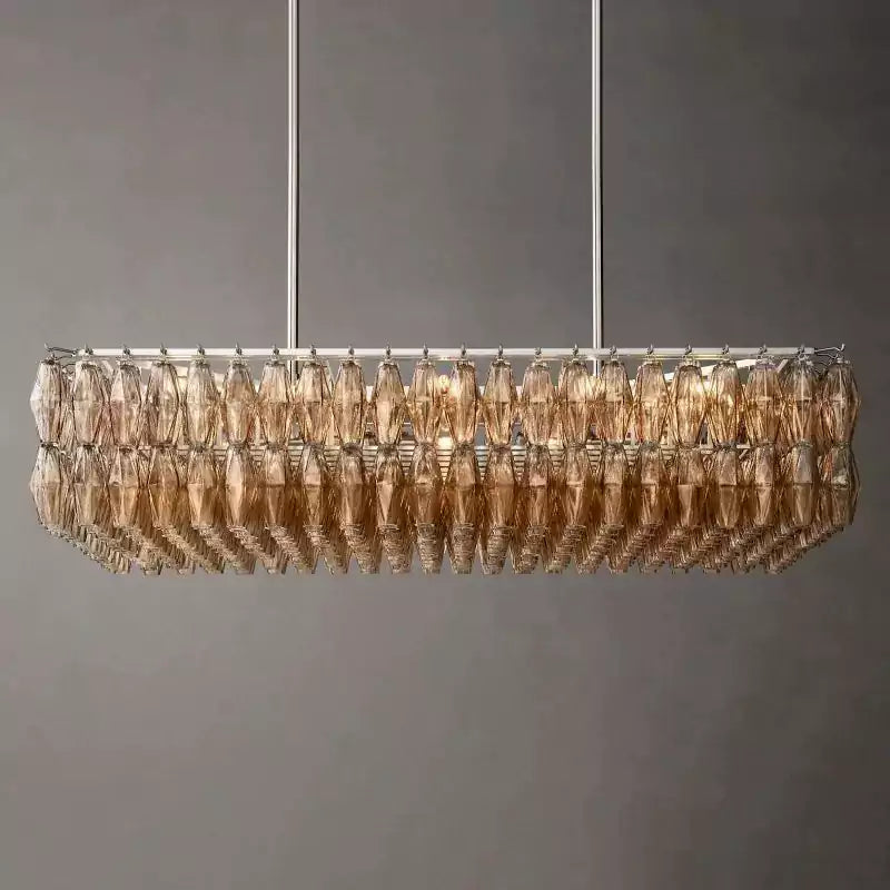 KL Chiaray Smoke Glass Rectangular Chandelier 54"