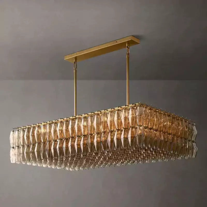 KL Chiaray Smoke Glass Rectangular Chandelier 54"