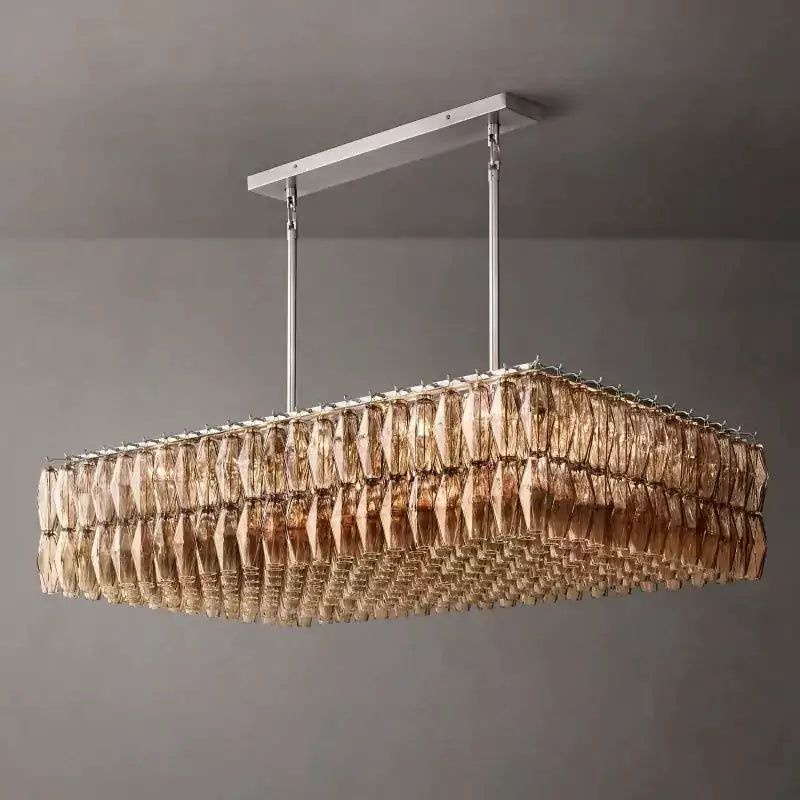 KL Chiaray Smoke Glass Rectangular Chandelier 54"