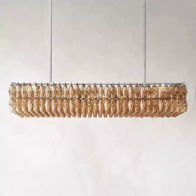 KL Chiaray Smoke Glass Rectangular Chandelier 74"