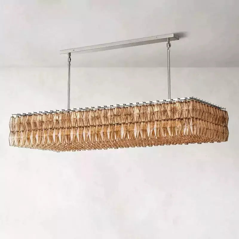 KL Chiaray Smoke Glass Rectangular Chandelier 74"