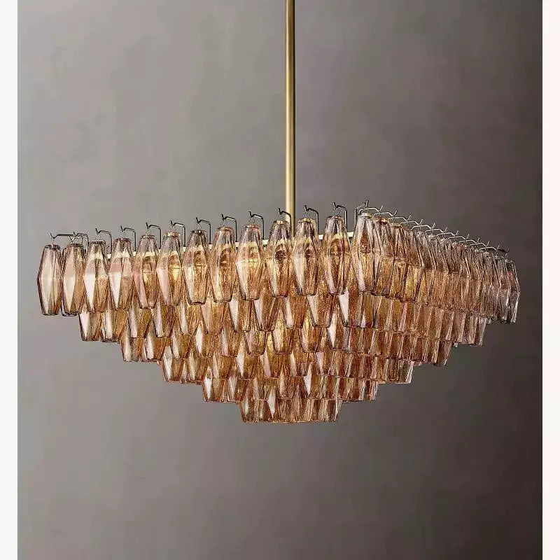 KL Chiaray Smoke Glass Tiered Square Chandelier 32"