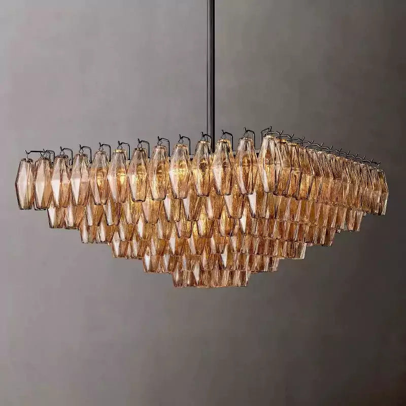 KL Chiaray Smoke Glass Tiered Square Chandelier 32"
