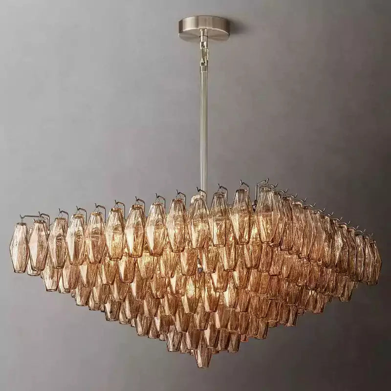 KL Chiaray Smoke Glass Tiered Square Chandelier 32"