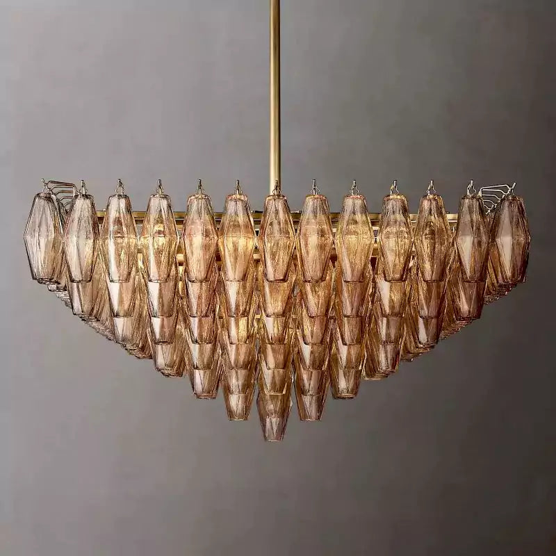 KL Chiaray Smoke Glass Tiered Square Chandelier 32"