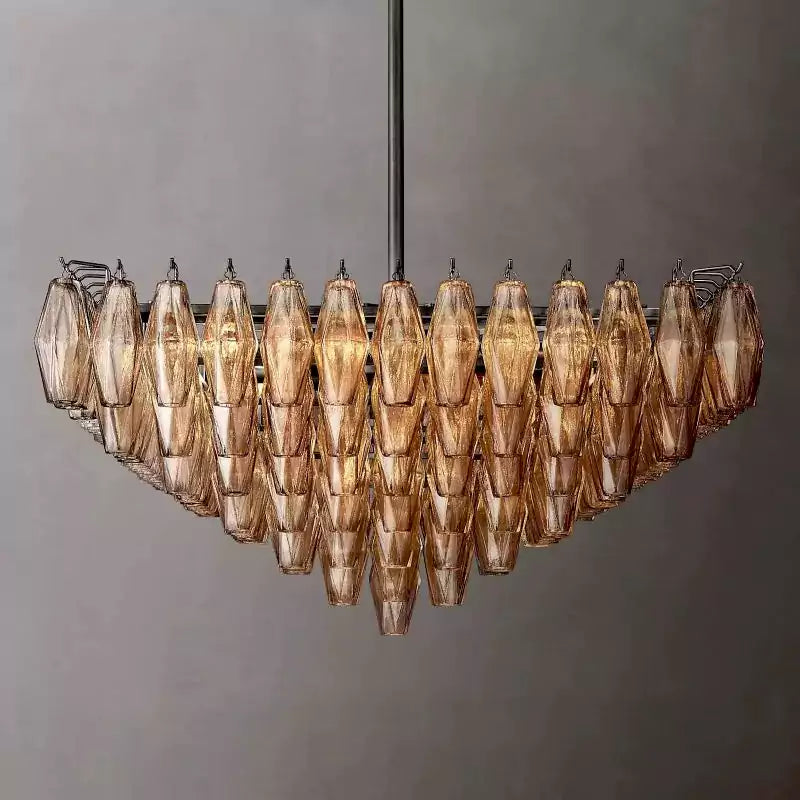 KL Chiaray Smoke Glass Tiered Square Chandelier 32"