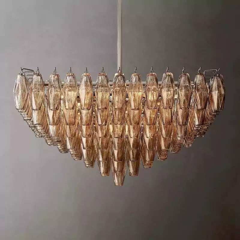 KL Chiaray Smoke Glass Tiered Square Chandelier 32"