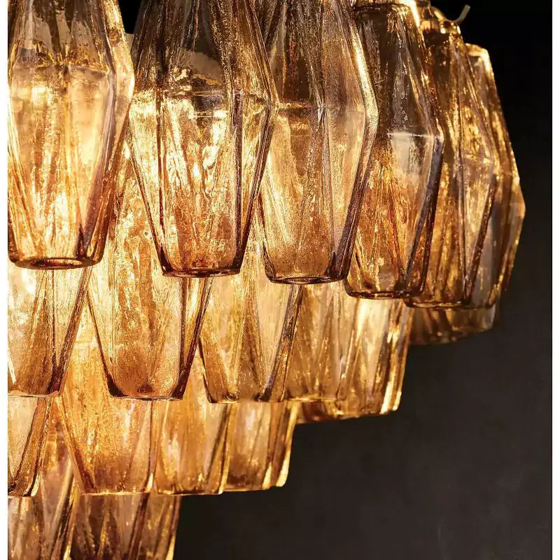 KL Chiaray Smoke Glass Tiered Square Chandelier 32"