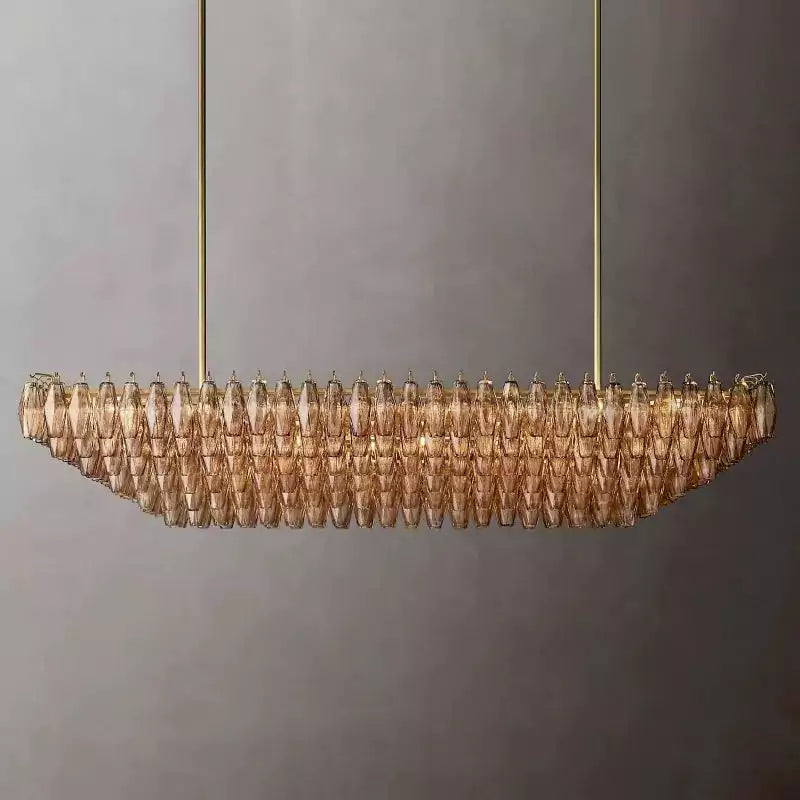 KL Chiaray Smoke Glass Tiered Rectangular Chandelier 74"