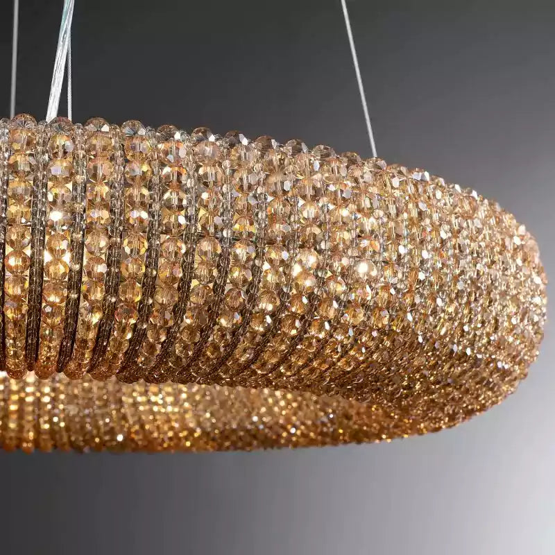 KL Cristal Halo Smoke Round LED Chandelier 41"