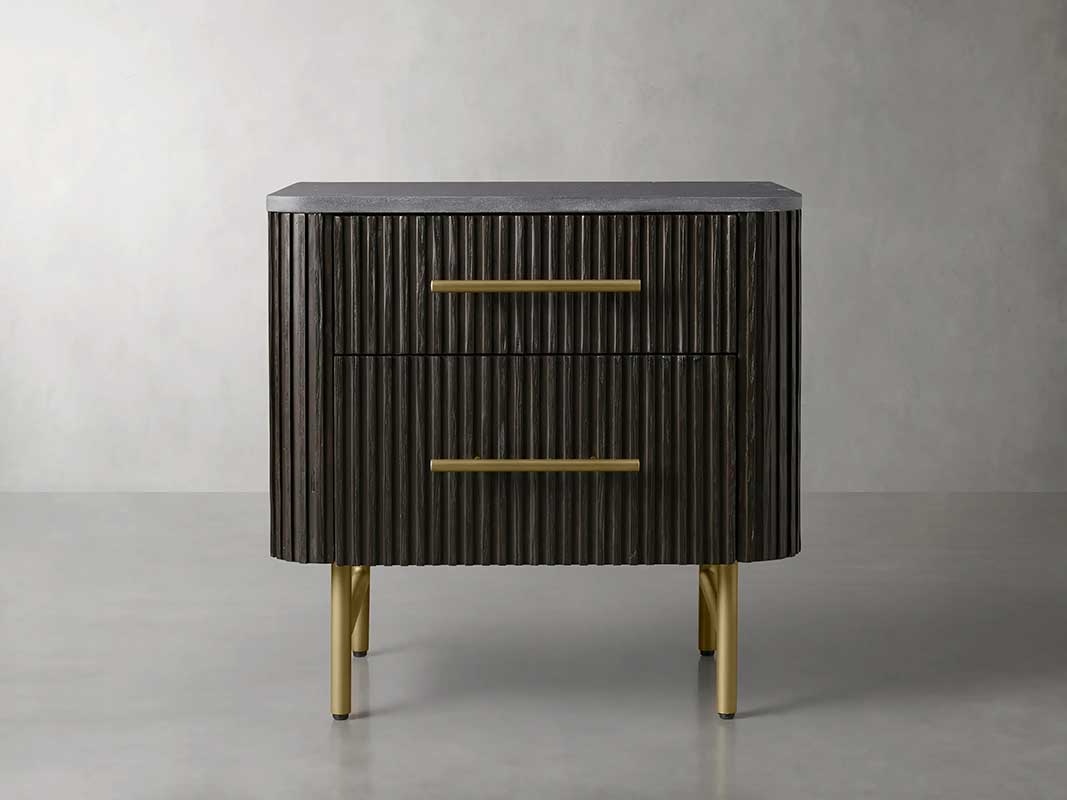 Finley Closed Nightstand with Marble Top and Drawer