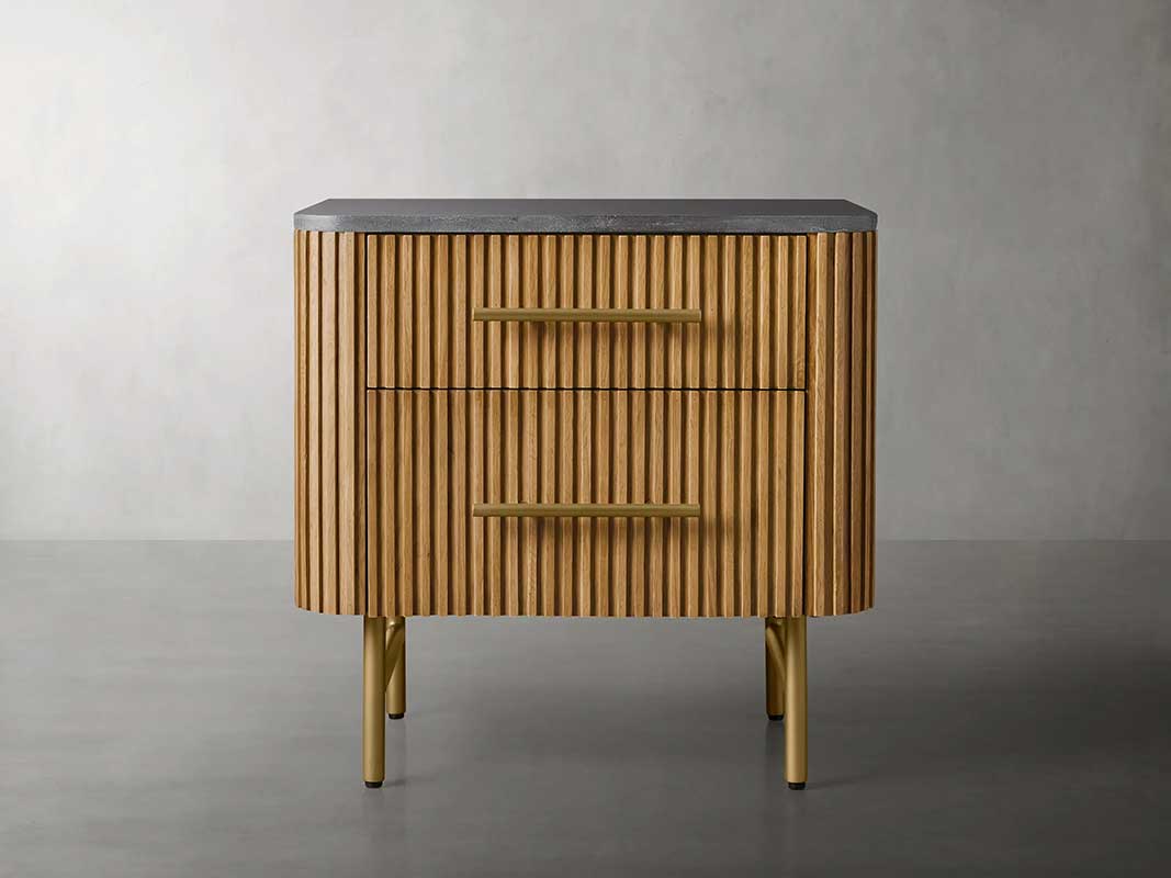 Finley Closed Nightstand with Marble Top and Drawer