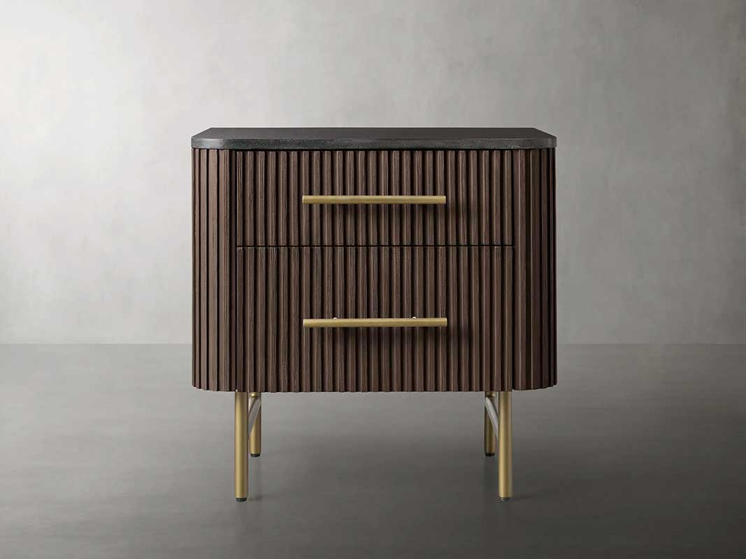 Finley Closed Nightstand with Marble Top and Drawer