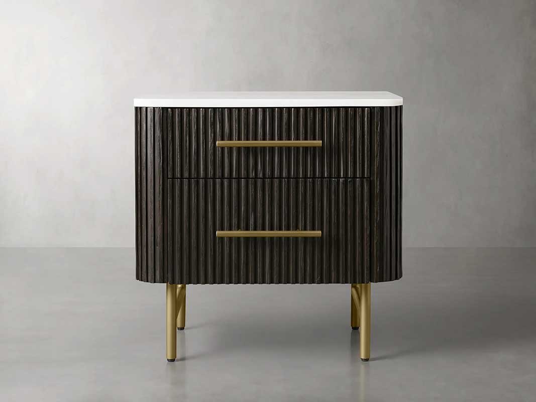 Finley Closed Nightstand with Marble Top and Drawer