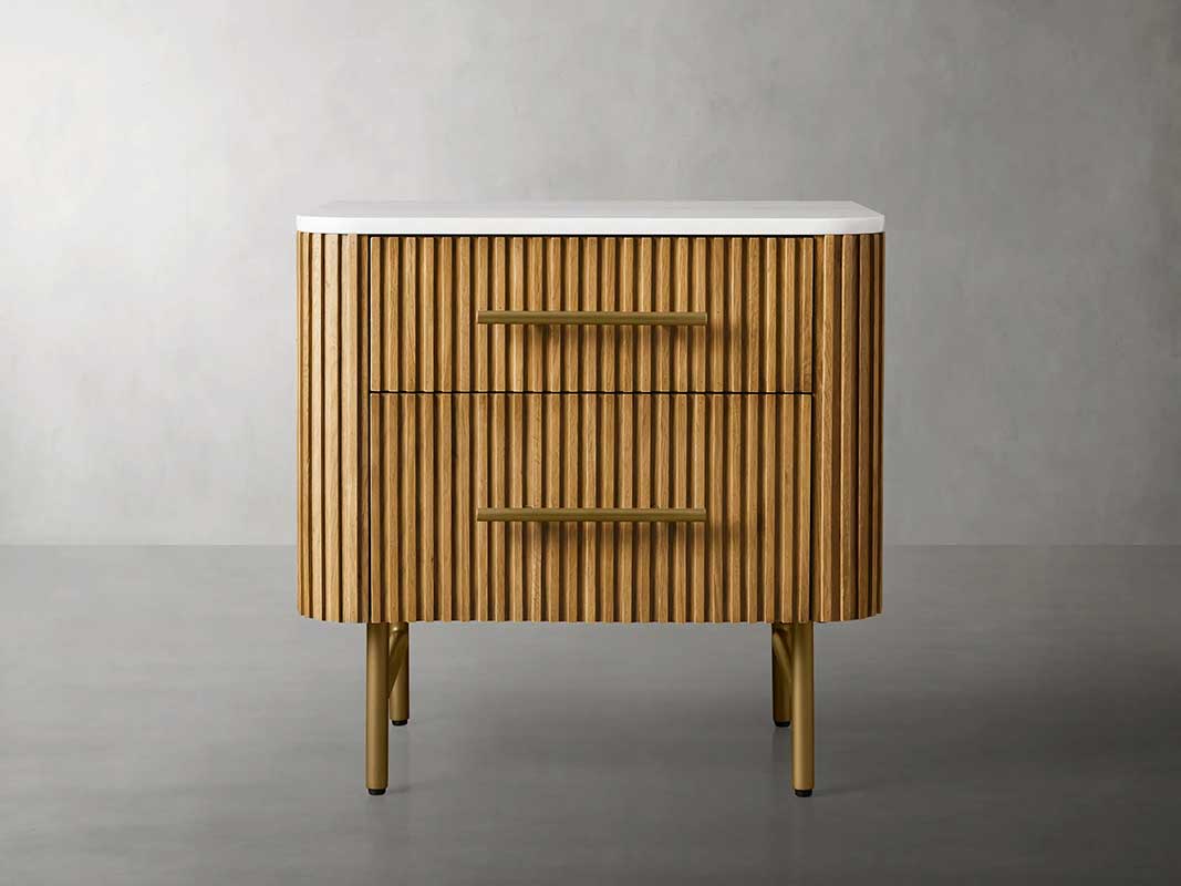 Finley Closed Nightstand with Marble Top and Drawer