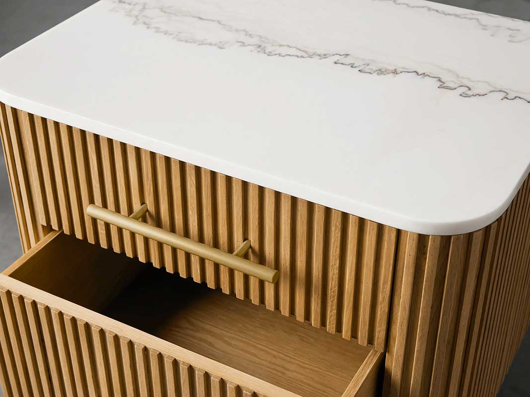 Finley Closed Nightstand with Marble Top and Drawer
