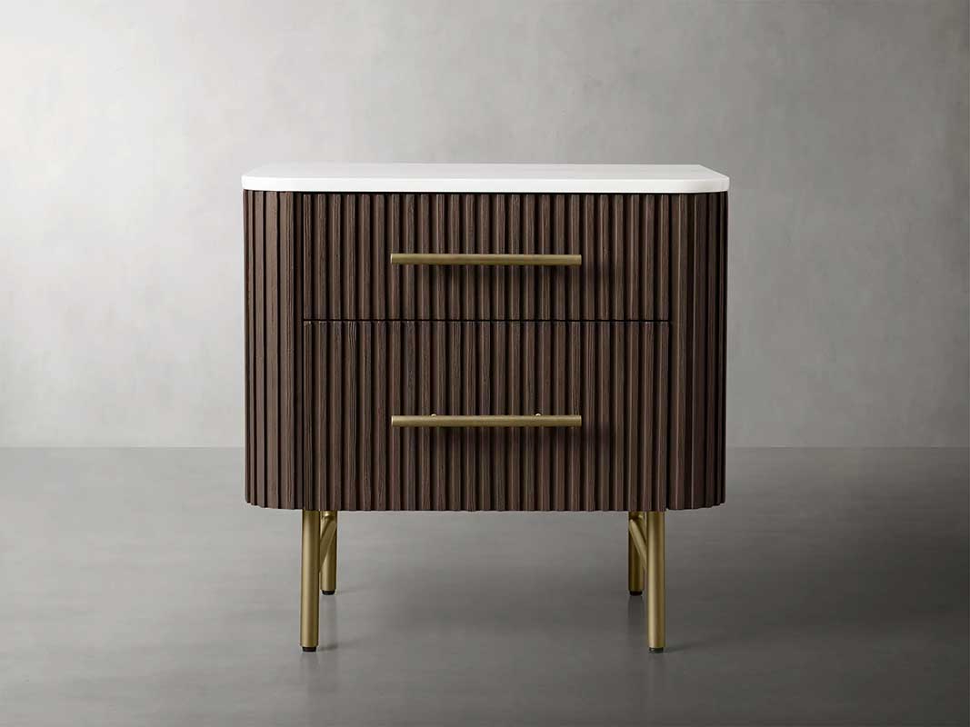Finley Closed Nightstand with Marble Top and Drawer