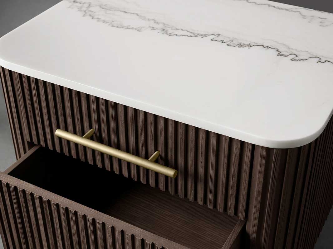 Finley Closed Nightstand with Marble Top and Drawer