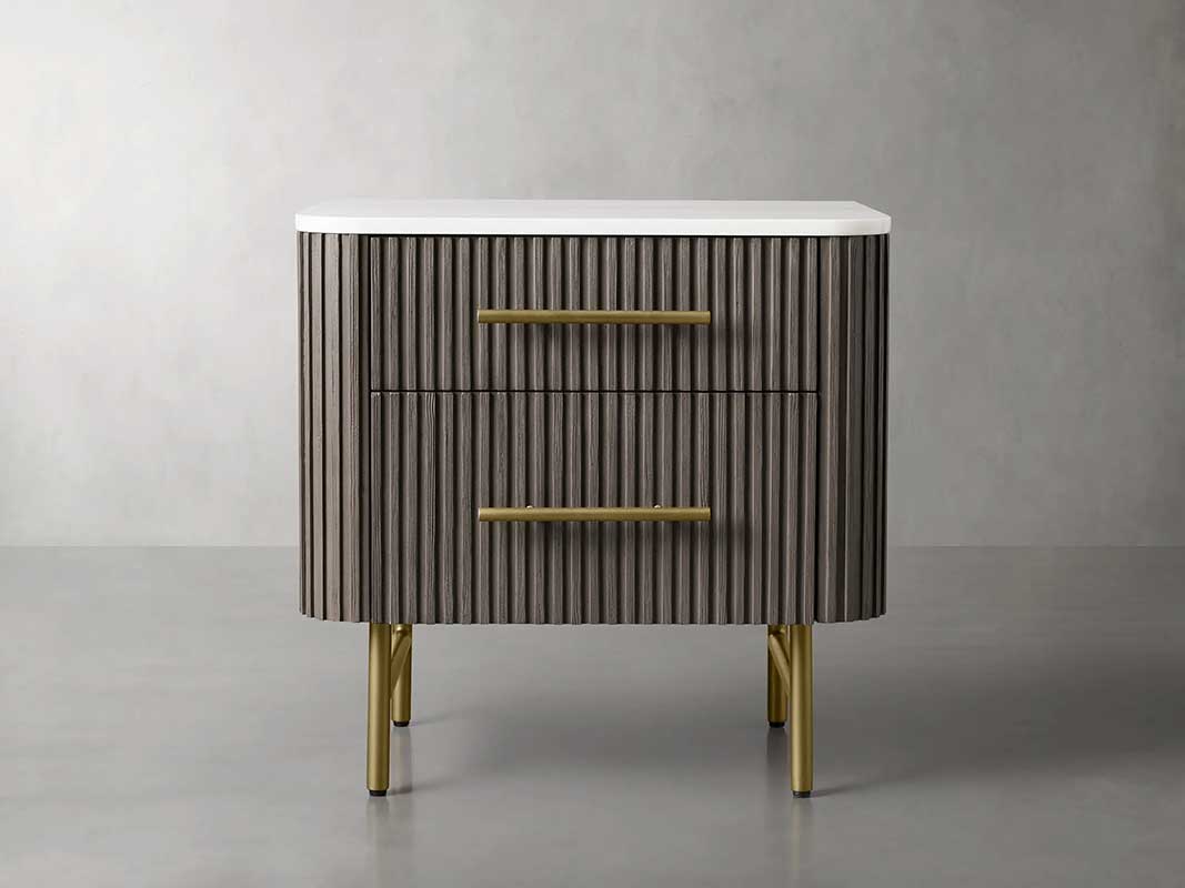 Finley Closed Nightstand with Marble Top and Drawer