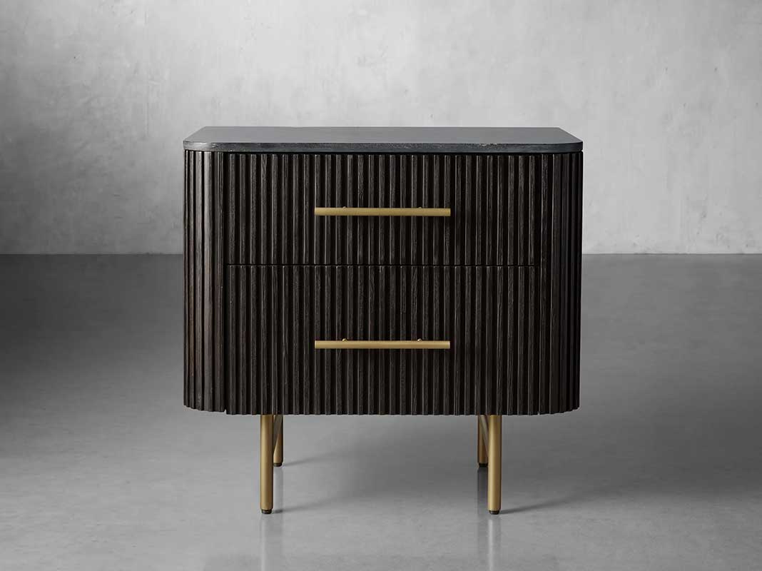 Finley Closed Nightstand with Marble Top and Drawer