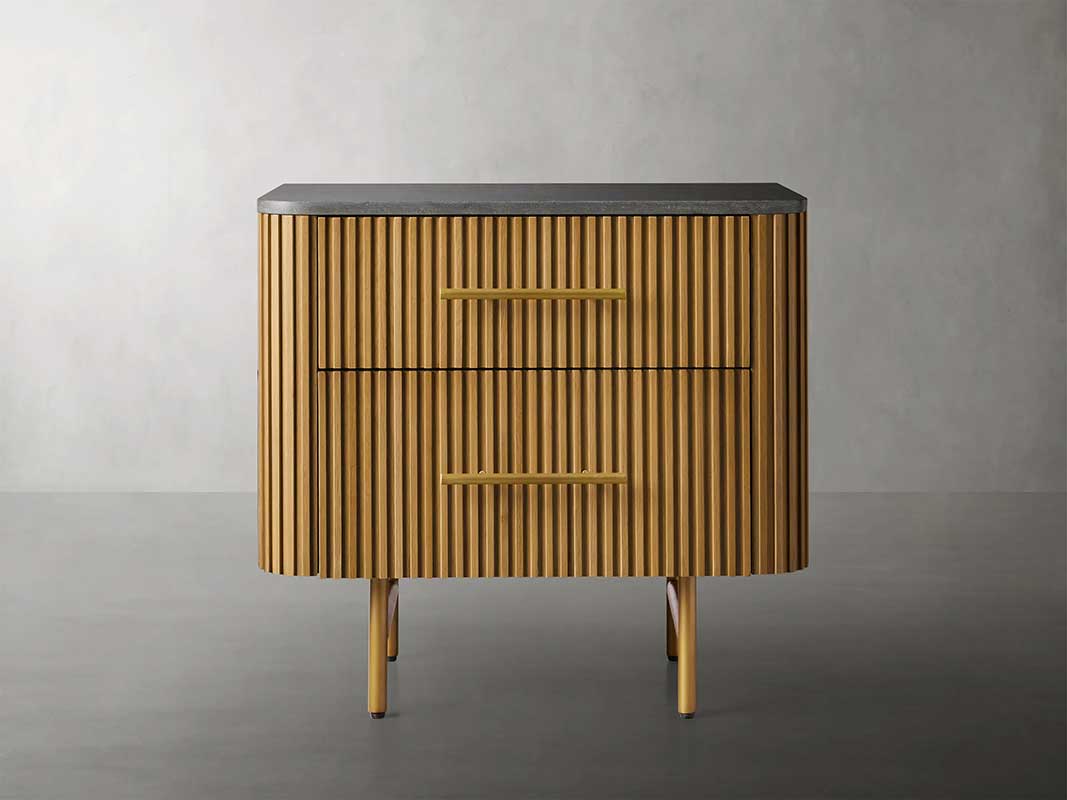 Finley Closed Nightstand with Marble Top and Drawer