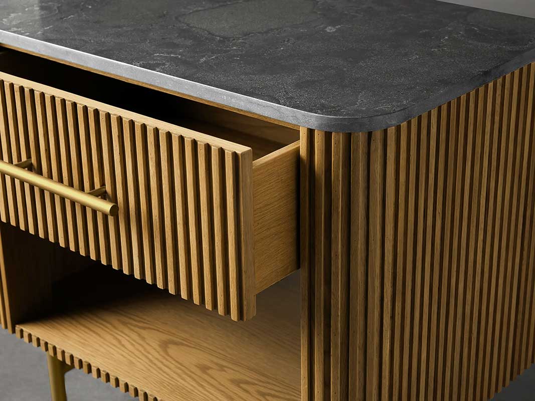 Finley Closed Nightstand with Marble Top and Drawer