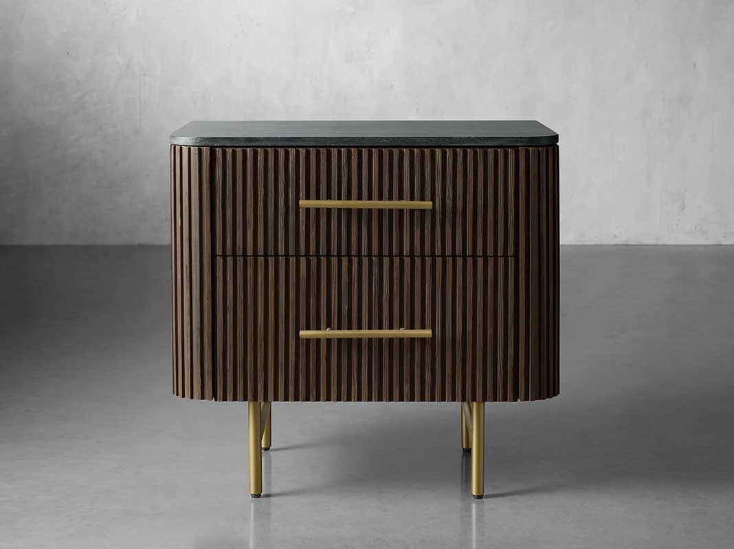 Finley Closed Nightstand with Marble Top and Drawer