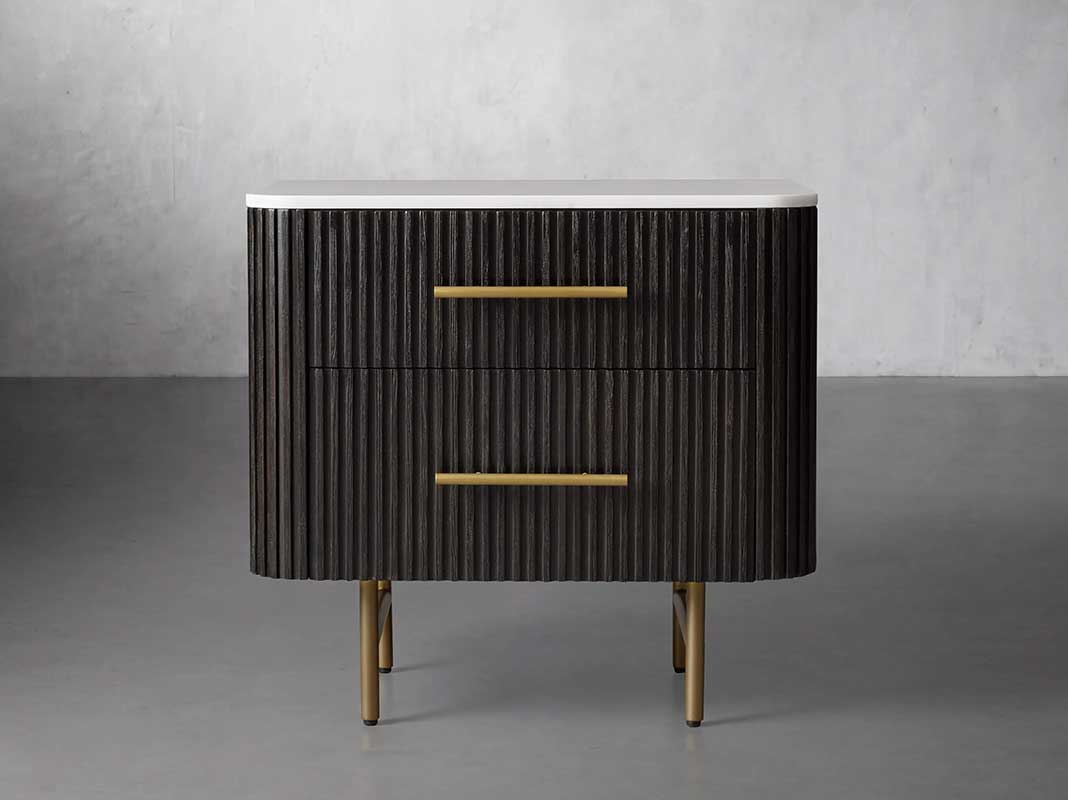 Finley Closed Nightstand with Marble Top and Drawer