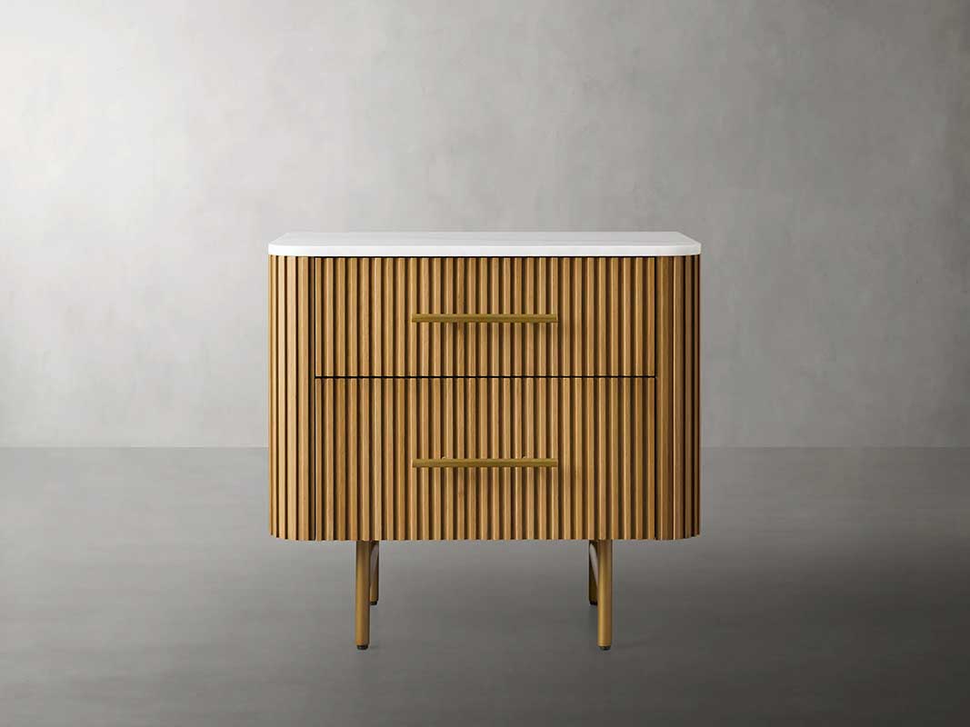 Finley Closed Nightstand with Marble Top and Drawer