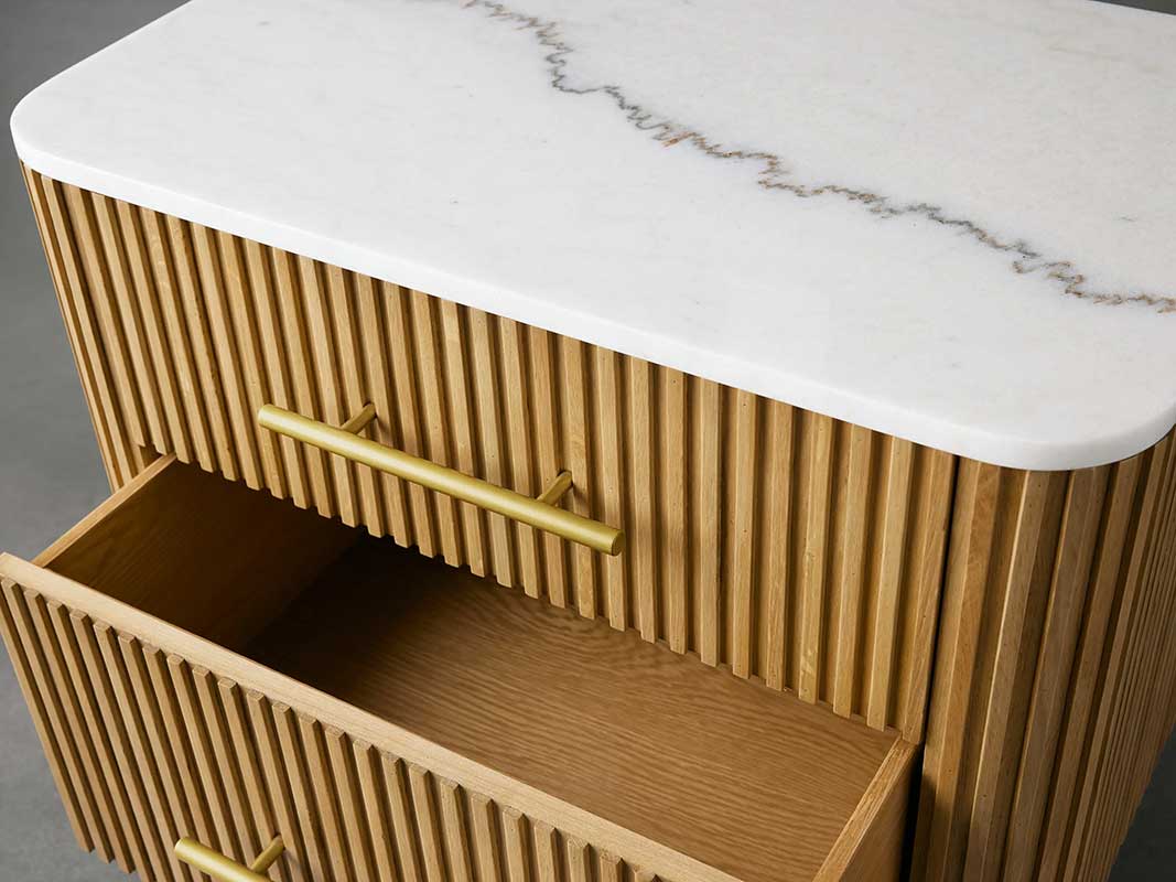 Finley Closed Nightstand with Marble Top and Drawer