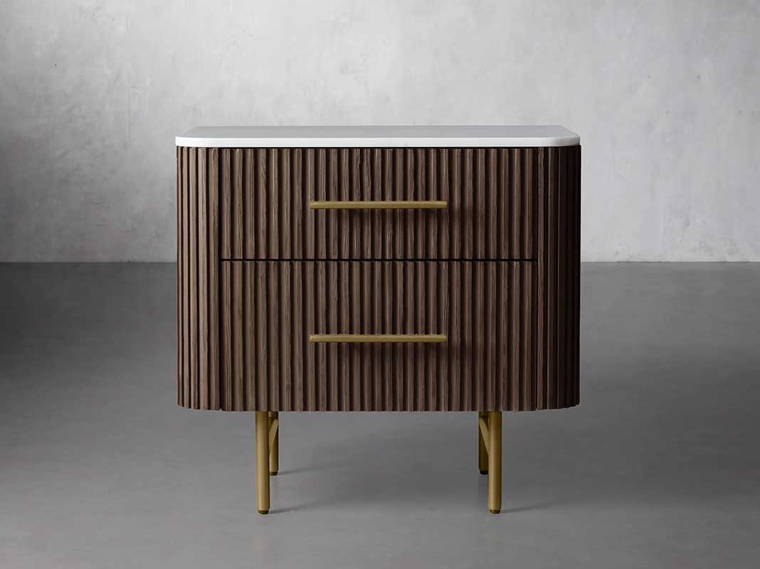 Finley Closed Nightstand with Marble Top and Drawer