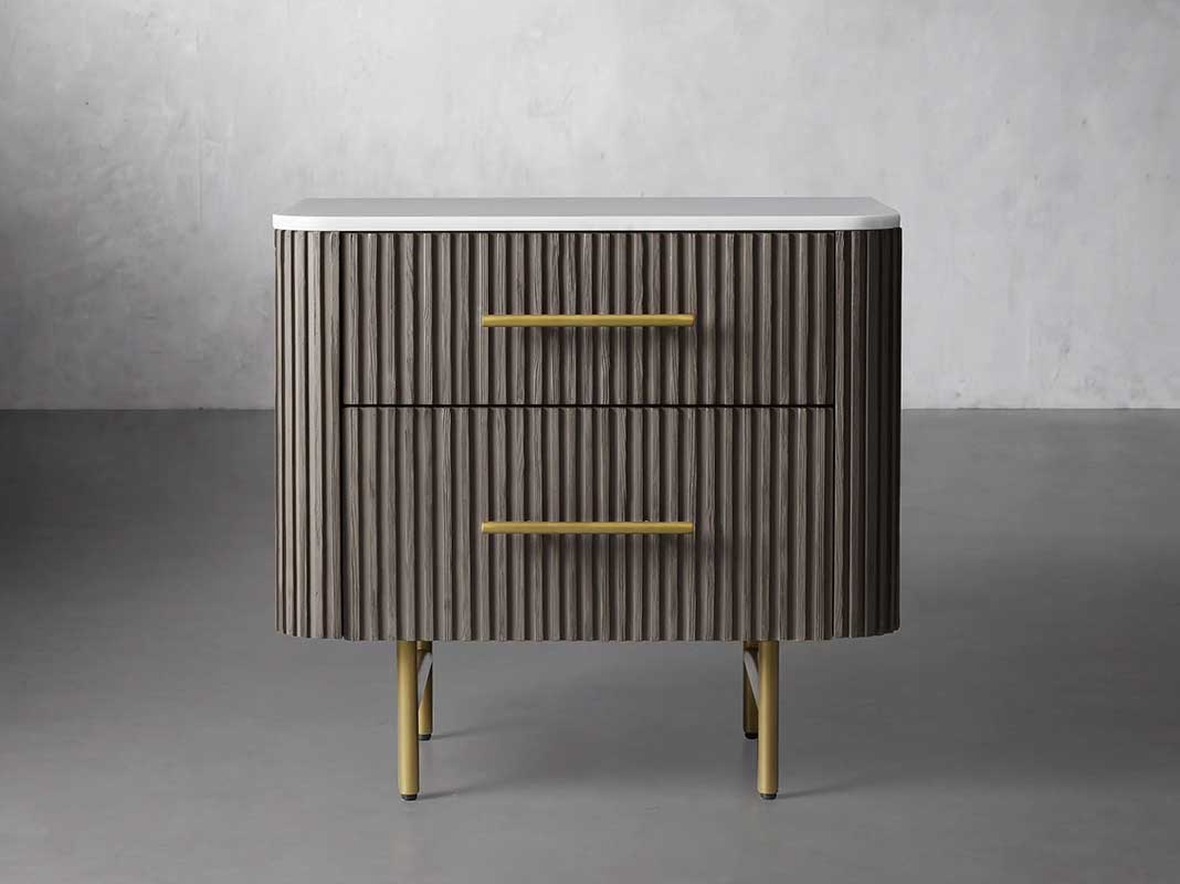 Finley Closed Nightstand with Marble Top and Drawer