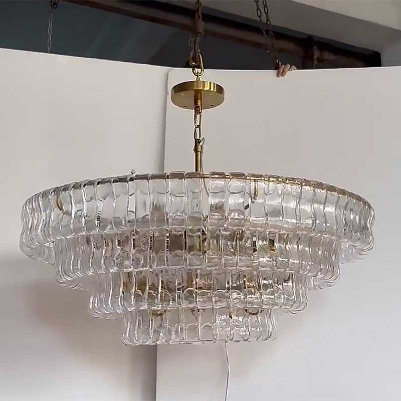 KL Ghiaccios Round Glass Chandelier 36" 48"