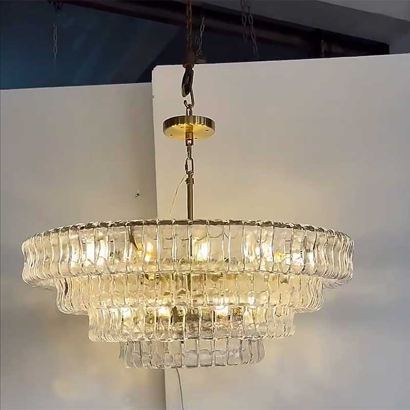 KL Ghiaccios Round Glass Chandelier 36" 48"